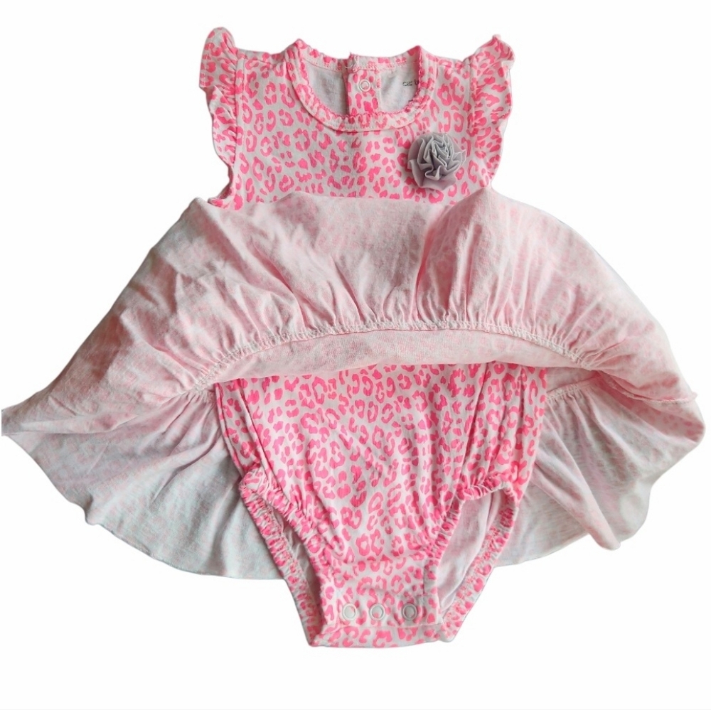Carter's Baby Girls Pink Leopard Ruffle Bodysuit Dress One Piece Size 6 Months - Picture 7 of 16